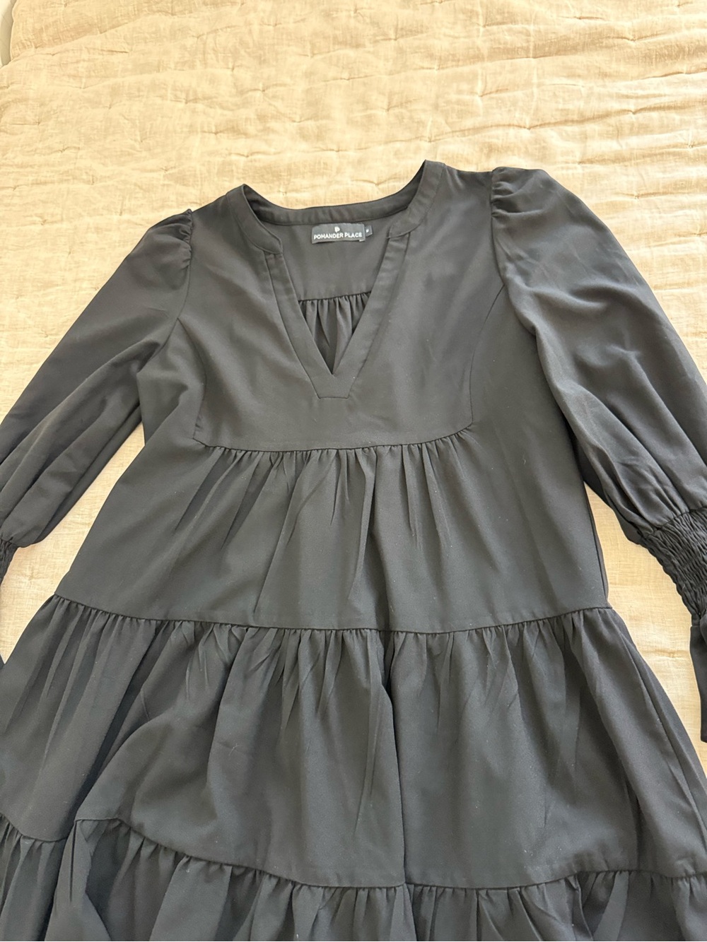 Pomander Place Black Crepe Kenzo Dress Size Medium - Picture 5 of 12